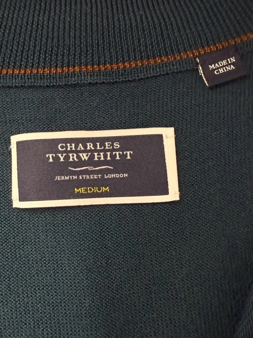 Charles Tyrwhitt Pure Merino Wool Quarter Zip Sweater Mens Medium Blue